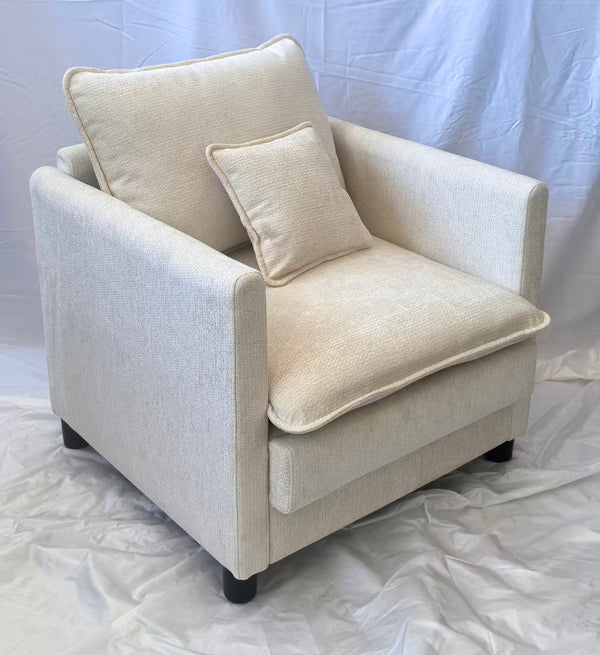 English Elm Lazy bean sofa chair with high-density memory foam, soft fabric armrests for living room comfort Beige W1893P396260