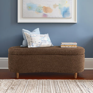 JLA Home INK+IVY - Boucle-Style Plush Storage Bench with Curved Front, Soft-Close Lid, Ventilated Interior & Wood Legs II105-0592