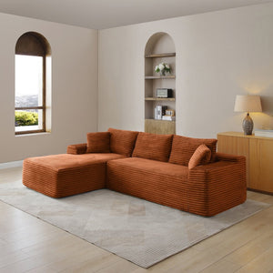 English Elm 105'' Modular Cloud Sectional with Deep Seats Corduroy Upholstery for Living Rooms W1117S00333