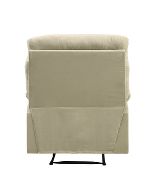 English Elm Beige Recliner Chair With Pillow-Top Armrests – Cozy Microfiber Upholstery For Ultimate Comfort B062P215431