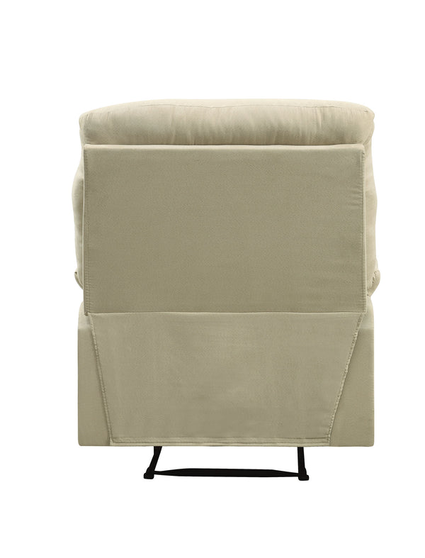 English Elm Beige Recliner Chair With Pillow-Top Armrests – Cozy Microfiber Upholstery For Ultimate Comfort B062P215431