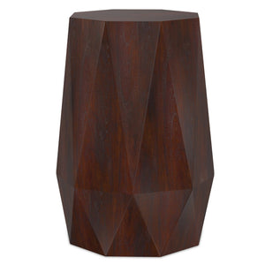 English Elm Kurt Solid Acacia Wood Geometric Side Table Sculptural Octagonal Design for Modern Interiors Walnut Brown B136P419893