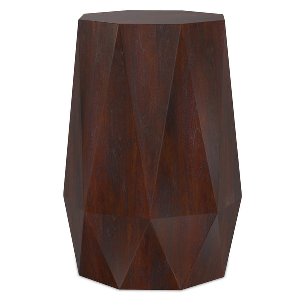 English Elm Kurt Solid Acacia Wood Geometric Side Table Sculptural Octagonal Design for Modern Interiors Walnut Brown B136P419893