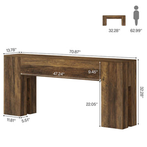 English Elm Coffee Console Table Industrial Metal Frame Vintage Wood Grain 2 Tier Entryway Sofa T3971P447212