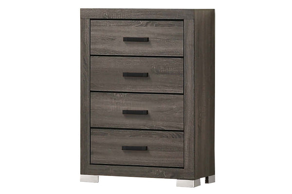 English Elm Modern Six Drawer Rubberwood Chest with Bar Handles Gray Bedroom Storage B011P447482