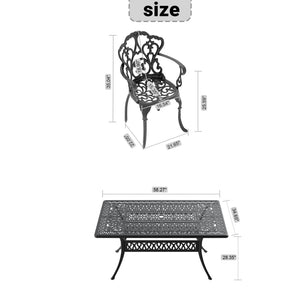English Elm 7-piece Cast Aluminum Outdoor Dining Set with Petal Motif Detail and Weather Resistant Frame W1710S00571