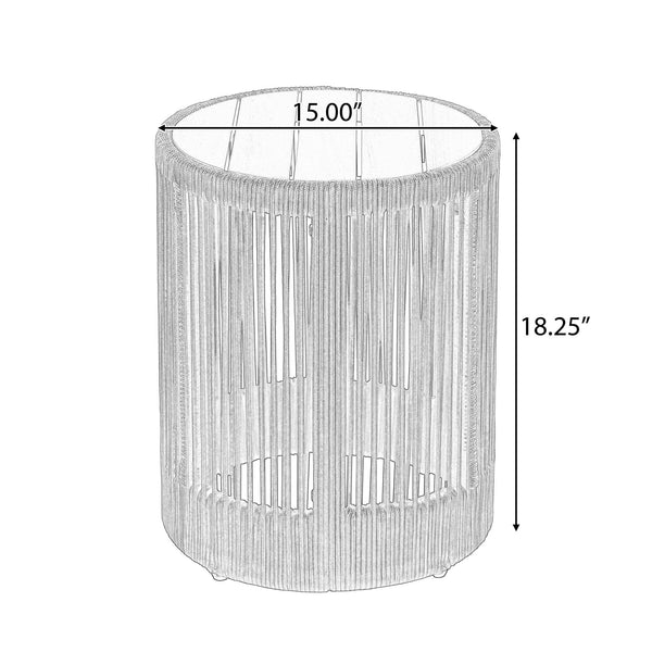 English Elm Christopher Knight Home® - Outdoor Rattan Rope & Acacia Wood Side Table - Stylish Patio Accent For Garden, Balcony & More! N770P298633B