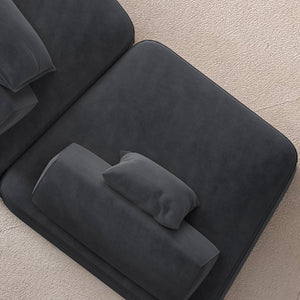 English Elm 139" Modern Oversized Modular Sectional Sofa Set - Fluffy Chenille Upholstery, Deep Seats, Removable Backrests, Plush Pillows, No Assembly Required DARK GREY W3219S00002