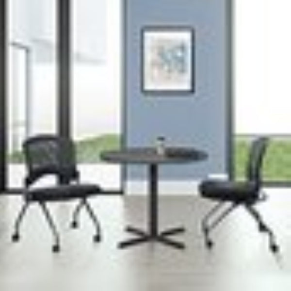 OSP Home Furnishings Soft-flex Frame Steel Folding Chair Cushioned Seat Ventilated Back for Office Use Coal 83220-30