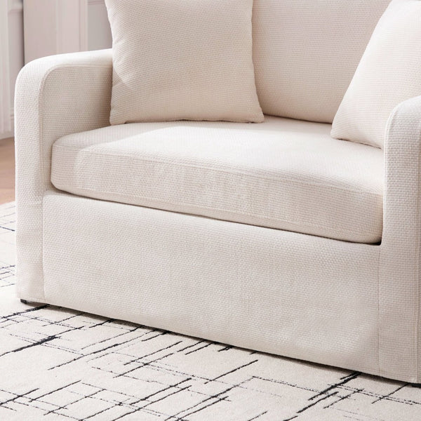 English Elm 43.9" Oversized Chenille Accent Chair with Bolster Pillows Farmhouse Living Room Seat Beige W3098P419122