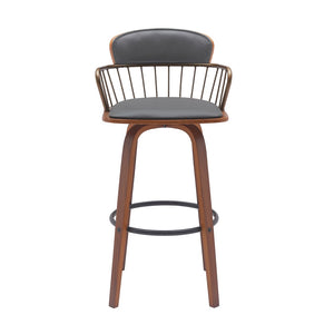 English Elm Willow Swivel Barstool Walnut Frame with Faux Leather Seat for Kitchen Island or Home Bar B2736P464840