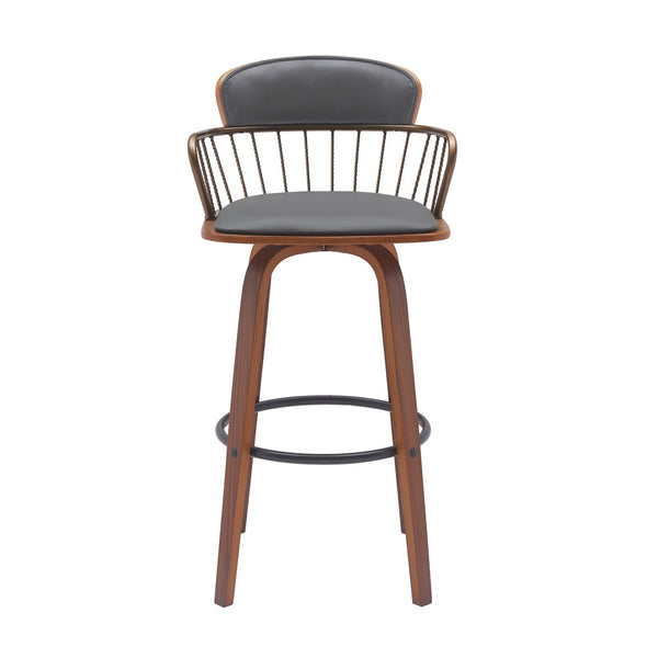 English Elm Willow Swivel Barstool Walnut Frame with Faux Leather Seat for Kitchen Island or Home Bar B2736P464840