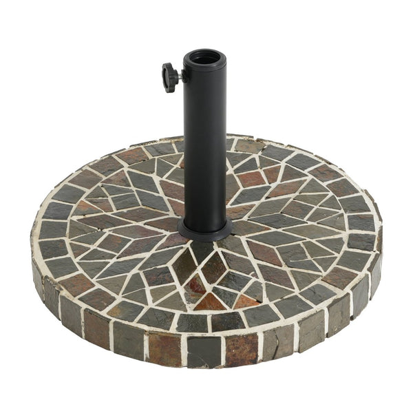 English Elm Enzo Mosaic Concrete Outdoor Umbrella Base with Ceramic Tile Inlay for Patio Use N775P407248M