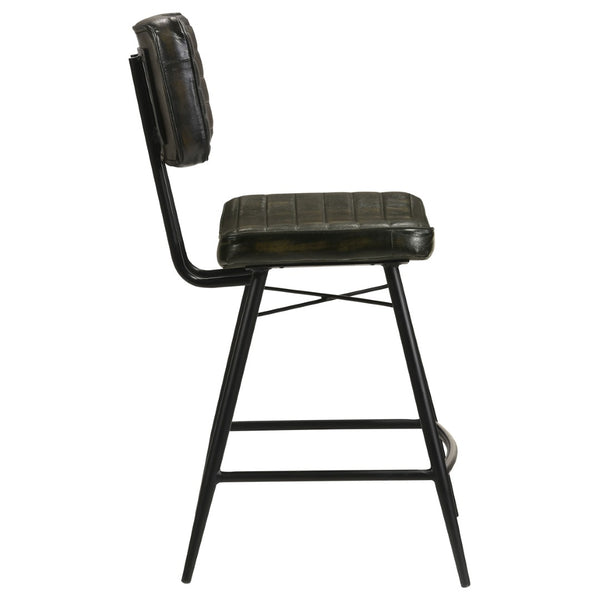 English Elm Senko Leather Channel Tufted Counter Stools with Iron Frame for Bar or Kitchen Set of 2 Antique Espresso B062P447997