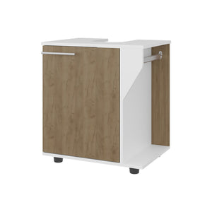 English Elm Under Sink Storage Cabinet with 2 Doors and Shelves — Sleek Oak & Black Wengue Finish for Bathrooms White+Natural 25.98 L x 27.17 W x 4.72 H B097P395902