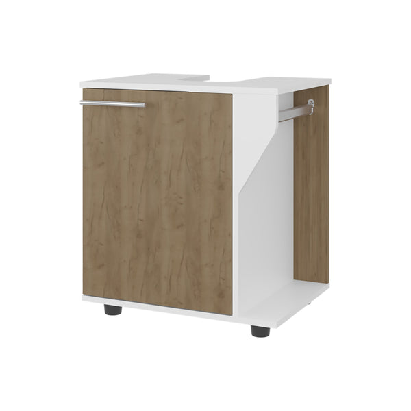 English Elm Under Sink Storage Cabinet with 2 Doors and Shelves — Sleek Oak & Black Wengue Finish for Bathrooms White+Natural 25.98 L x 27.17 W x 4.72 H B097P395902