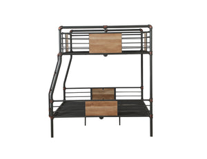 English Elm Brantley Sandy Black & Dark Bronze Hand-Brushed Finish Queen/Queen Convertible Metal Bunk Bed with Slat System Black 85 L x 22 W x 7 H B2726S00511