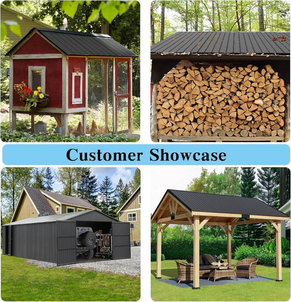 English Elm 20 Galvanized Steel Corrugated Roofing Panels Weatherproof Coverage for Sheds Pergolas Garages W1859P483713