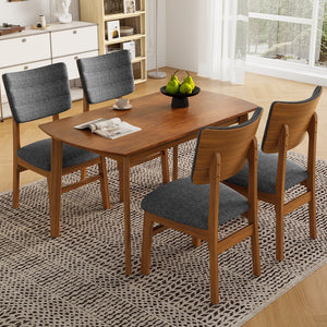 English Elm Upholstered Dining Chairs Set of 4 Ergonomic Mid-Century Modern Fabric Seats with Rubberwood Frame & Non-Slip Feet Brown,Gray N752P346006E