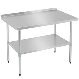 English Elm Profeeshaw Stainless Steel Prep Table 30x48 with Backsplash & Adjustable Undershelf, Heavy-Duty Commercial Workstation W1422P252477