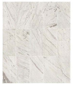 English Elm 12*24 White Marble Wall Tiles - Textured 3D Fluted Finish For Luxe Interiors, 4 Genuine Pieces W1696P262333