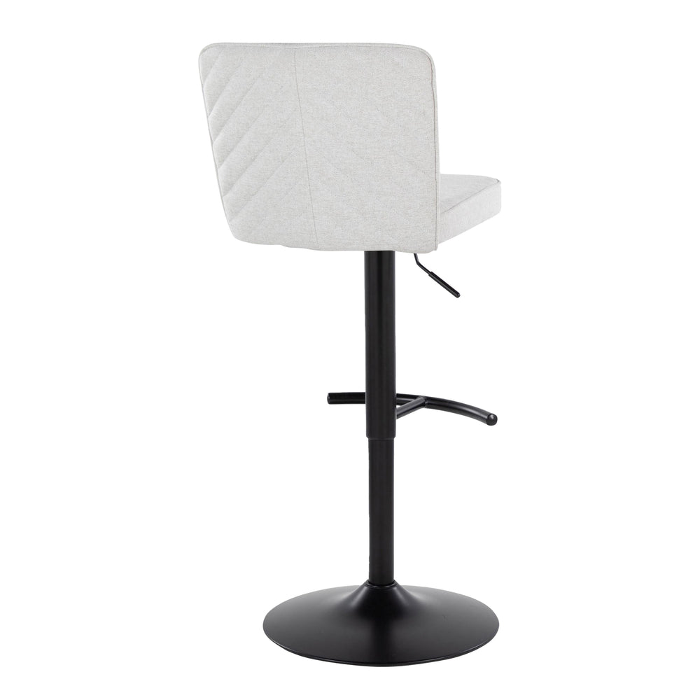 English Elm Henry Adjustable Barstool Set of 2 – Contemporary White Chevron Fabric Seats, 360° Swivel, Black Metal Base B202S00936