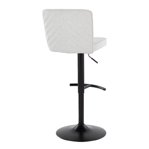 English Elm Henry Adjustable Barstool Set of 2 – Contemporary White Chevron Fabric Seats, 360° Swivel, Black Metal Base B202S00936