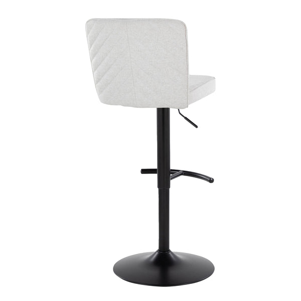 English Elm Henry Adjustable Barstool Set of 2 – Contemporary White Chevron Fabric Seats, 360° Swivel, Black Metal Base B202S00936