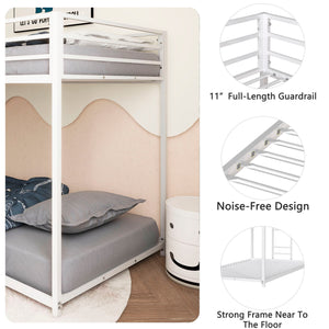 English Elm Same Full-Length Guardrail Metal Twin Bunk Bed Accessory White – Stable, Easy Assemble, Floor-Protecting End Caps B083P170878