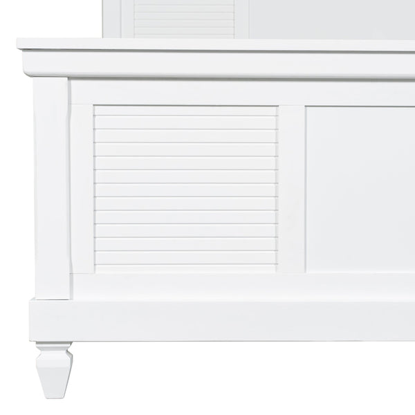 English Elm Christopher Knight Home® - Queen Solid Wood Bed Platform White Farmhouse Design, Sturdy Slats Support 800 lbs, No Box Spring Needed, Fits 8-12" Mattresses, Minimalist American Style N758Q906667K