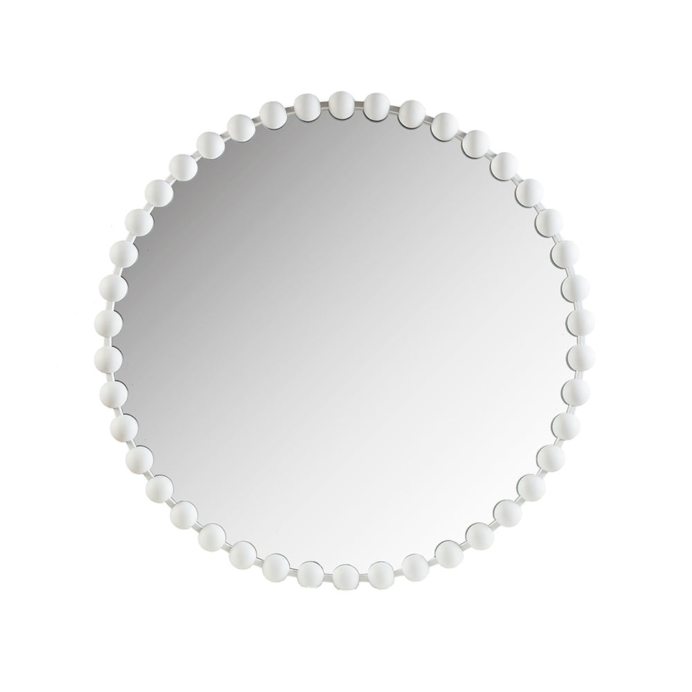 JLA Home Madison Park Signature - 36" Vintage-Inspired Round Wall Mirror with Matte White Beaded Metal Frame, HD Glass & Easy Hang (36" diameter) MPS95F-0043
