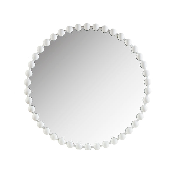 JLA Home Madison Park Signature - 36" Vintage-Inspired Round Wall Mirror with Matte White Beaded Metal Frame, HD Glass & Easy Hang (36" diameter) MPS95F-0043