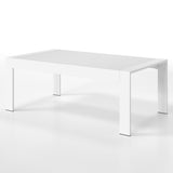 Aluminum Outdoor Coffee Table, Modern Rectangular Patio Table for Outside, All-Weather, White