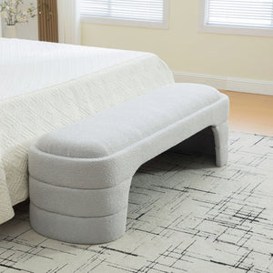 English Elm 64.96"wide Boucle Upholstered Armless Bench Textural Seat for Bedroom Entryway Light Gray W3189P445988