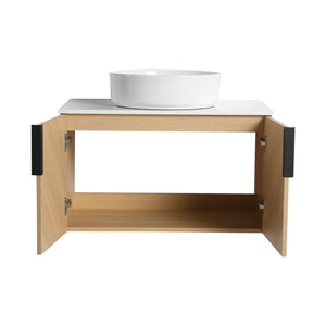 English Elm 30" Elegant Wall-Mounted Bathroom Vanity With Ceramic Sink & Soft-Close Doors For Modern Spaces W999S00443