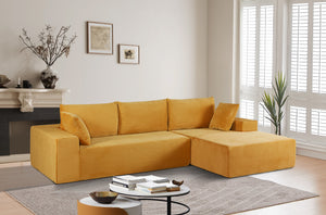 English Elm Cozyform Convertible Sectional Sofa - Soft Ginger Corduroy, Comfy Foam Couch For Living Spaces B2735P359714