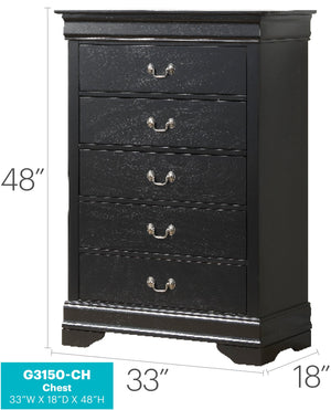 English Elm Charming Black Traditional Storage Chest with Spacious Interior, Durable Particle Board, 48"H x 33"W x18"D B078108213