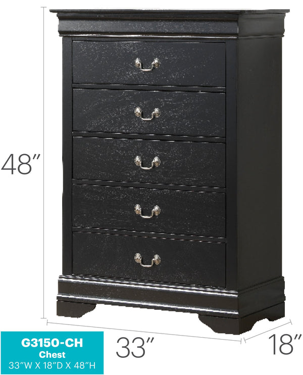 English Elm Charming Black Traditional Storage Chest with Spacious Interior, Durable Particle Board, 48"H x 33"W x18"D B078108213