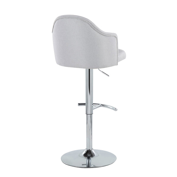 English Elm Ahoy Adjustable Barstool Set Of 2: Modern Chrome & Light Grey Fabric Stools With Swivel Comfort B202S00736