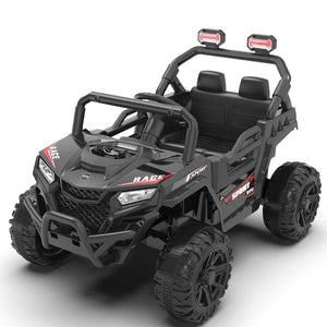 English Elm 12v Kids Electric Utv with 4-wheel Suspension Anti-collision Bar and 2-hour Battery Black W1578P343329
