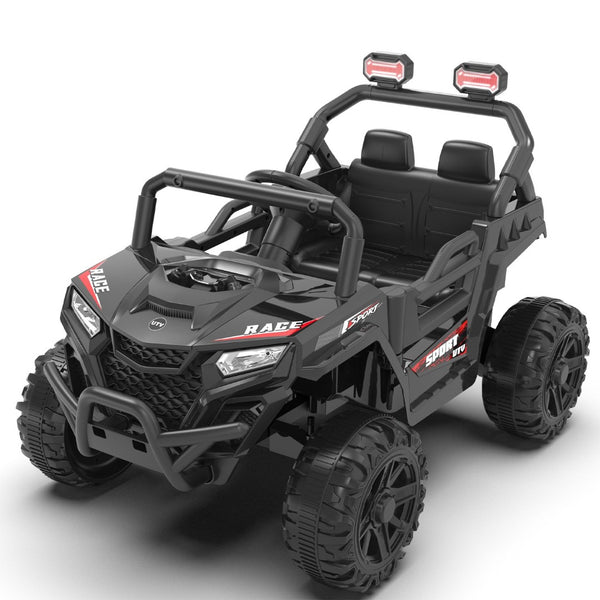 English Elm 12v Kids Electric Utv with 4-wheel Suspension Anti-collision Bar and 2-hour Battery Black W1578P343329