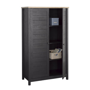 English Elm Storage Cabinet - Sleek Black Finish With Adjustable Shelves For Ultimate Versatile Organization Solutions B356P402684-GIGA