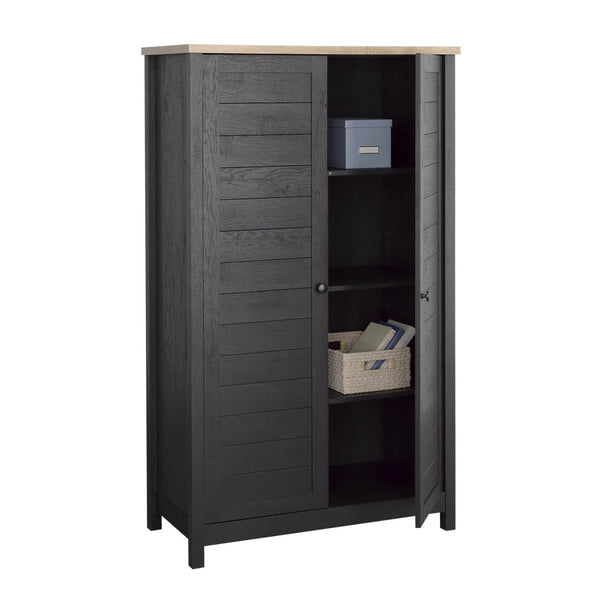 English Elm Storage Cabinet - Sleek Black Finish With Adjustable Shelves For Ultimate Versatile Organization Solutions B356P402684-GIGA