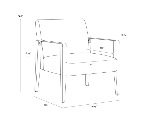 Sunpan Earl Lounge Chair - Modern Comfort with Top Grain Leather and Solid Wood Frame for Stylish Spaces Ash Grey / Brentwood Charcoal Leather