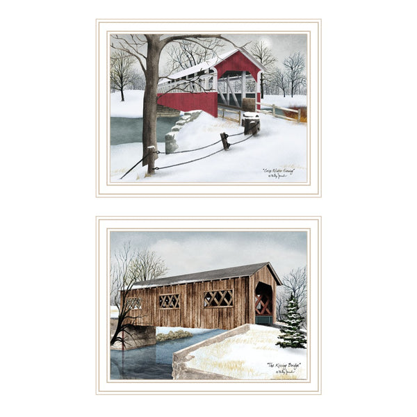 English Elm Trendy Decor 4u Billy Jacobs Winter Bridges Two Panel Framed Art Set for Walls B067P254123
