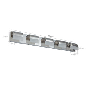 English Elm Modern Chrome 5-light Led Vanity Bar Acrylic Shades Bathroom Wall Fixture W1340P197252