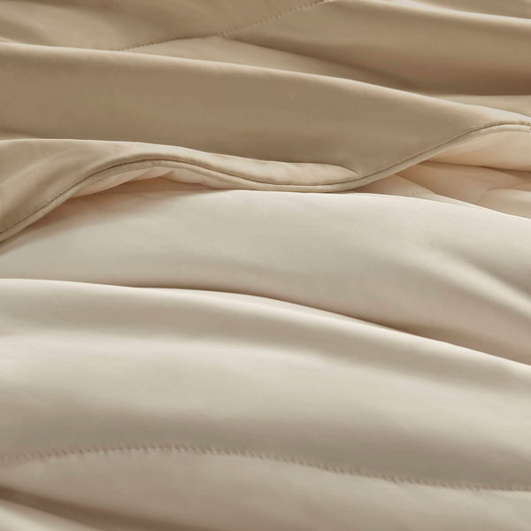 JLA Home Harbor House - Reversible Tencel comforter with breathable moisture-managing fill, sculptural stitch, year-round luxury Linen HHD10-1934