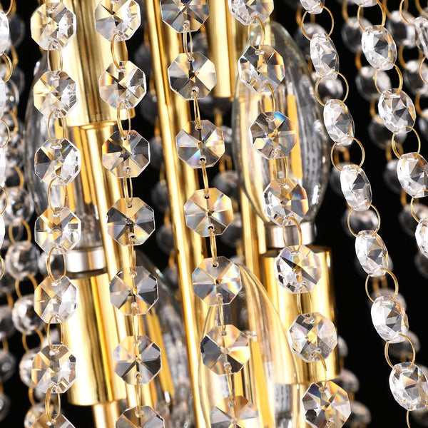 English Elm 24-Inch Gold Crystal Chandelier 12-Light French Empire Ceiling Light with 3000K LEDs, Pre-Assembled Elegance W2869P411736