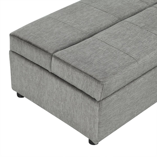 English Elm Twin Folding Ottoman Sleeper Bed with Chenille Upholstery, Foam & Pocket Spring Mattress, Compact Convertible Guest Sofa loveseat Dark Gray N719P243722R