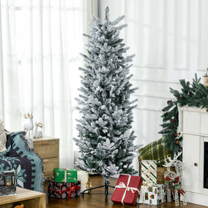 English Elm Homcom 6Ft Snow-Flocked Artificial Christmas Tree With Auto-Open Design & Steel Base For Cozy Holiday Charm W2225P229668